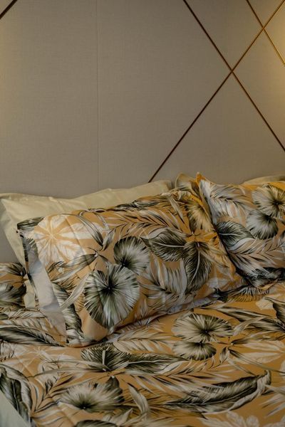 Постільна білизна IssimoHome Teno &mdash; Бежево-зелений (Євро) ISSIMO-TENO-BEIGEGREEN-EURO фото