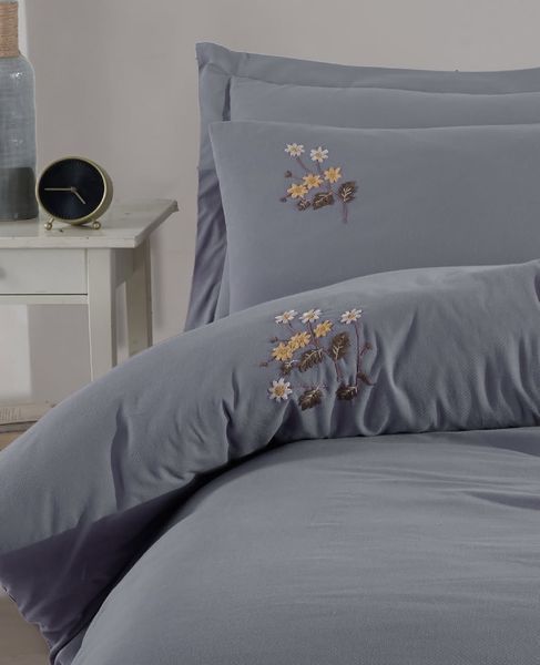 Постільна білизна Saheser Poppy &mdash; Сірий (Євро) SAHESER-POPPY-GREY-EURO фото