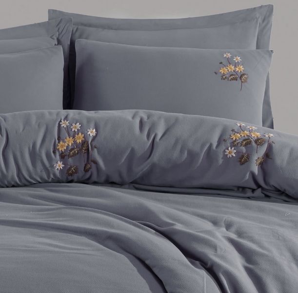 Постільна білизна Saheser Poppy &mdash; Сірий (Євро) SAHESER-POPPY-GREY-EURO фото